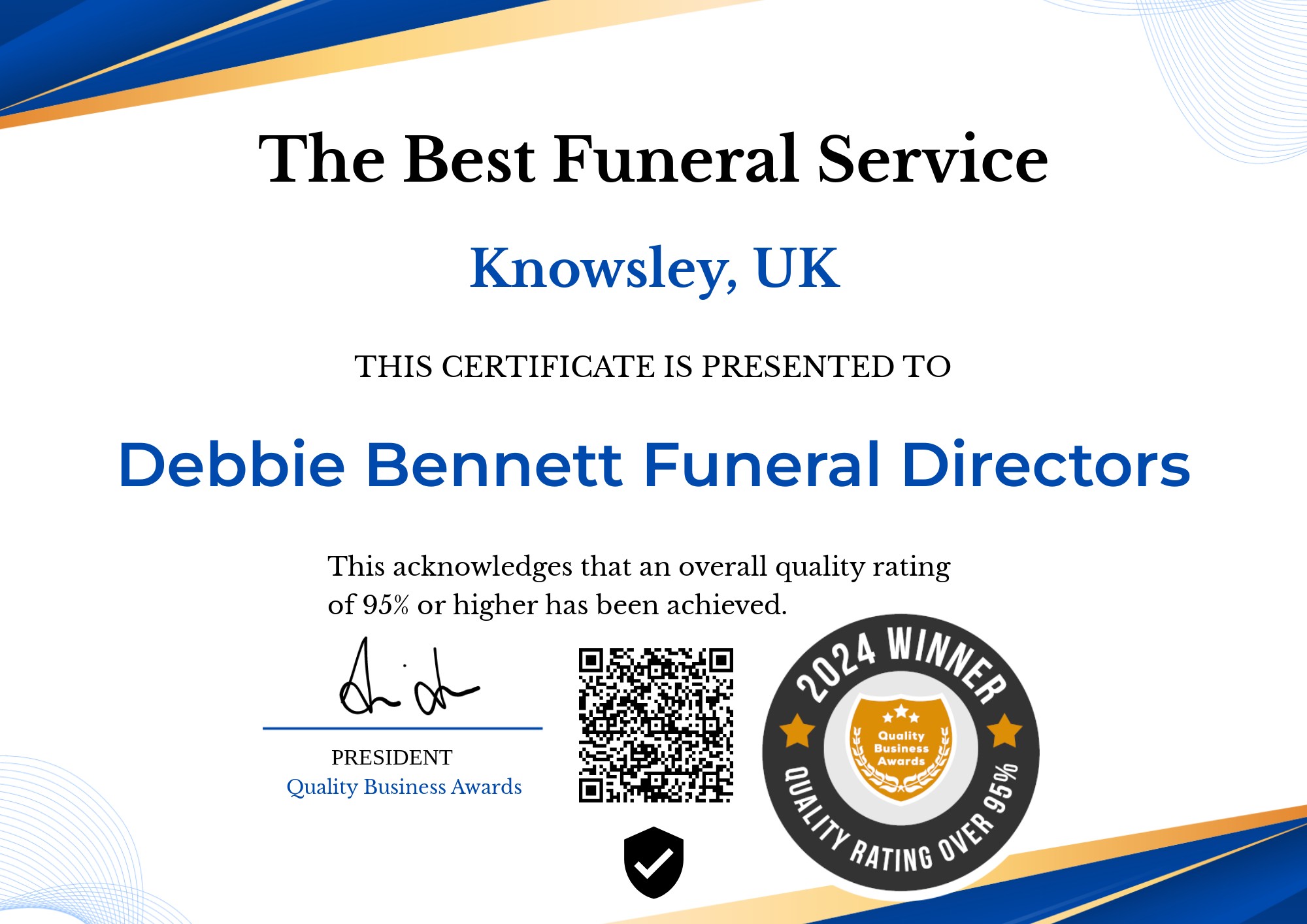 Digital Certificate - Debbie Bennett Funeral Directors